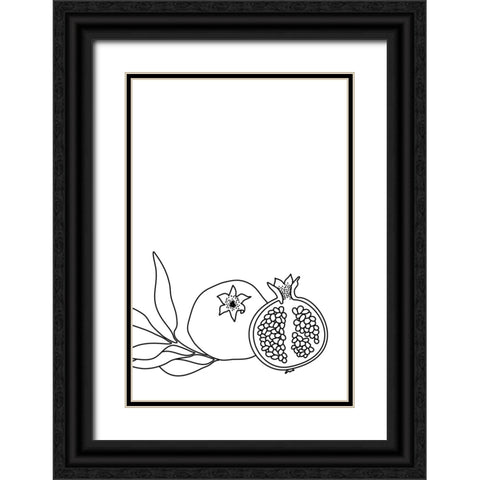 Pomegranate line art Black Ornate Wood Framed Art Print with Double Matting by Laiz Blursbyai, Rosana