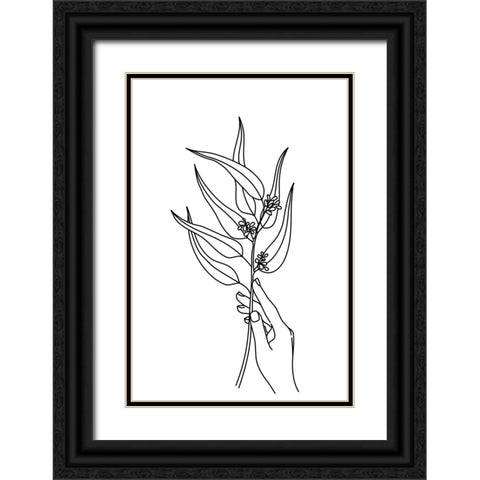 Seeded eucalyptus line art Black Ornate Wood Framed Art Print with Double Matting by Laiz Blursbyai, Rosana