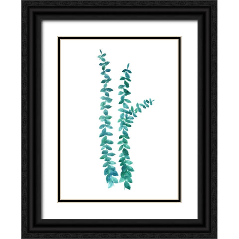 Watercolor eucalyptus branches in teal Black Ornate Wood Framed Art Print with Double Matting by Laiz Blursbyai, Rosana