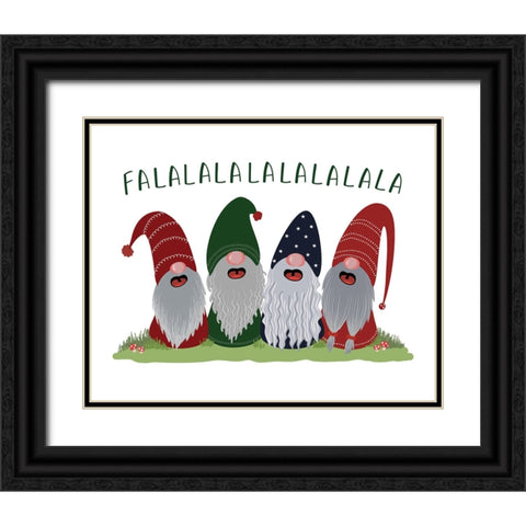Fa la la la la gnomes Black Ornate Wood Framed Art Print with Double Matting by Laiz Blursbyai, Rosana