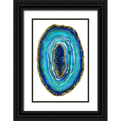 Turquoise and blue geode Black Ornate Wood Framed Art Print with Double Matting by Blursbyai, Rosana Laiz