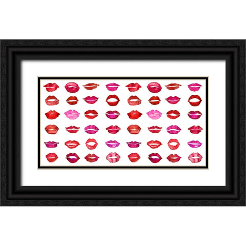 Lipstick kisses Black Ornate Wood Framed Art Print with Double Matting by Laiz Blursbyai, Rosana