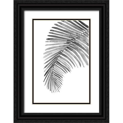 Palm leaf in loose watercolor bw Black Ornate Wood Framed Art Print with Double Matting by Laiz Blursbyai, Rosana