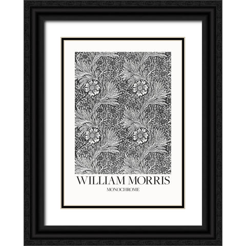 Marigold Monochrome Black Ornate Wood Framed Art Print with Double Matting by Pictufy