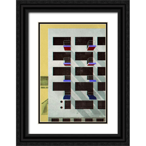 Bauhaus Dessau architecture in vintage magazine style V Black Ornate Wood Framed Art Print with Double Matting by Laiz Blursbyai, Rosana