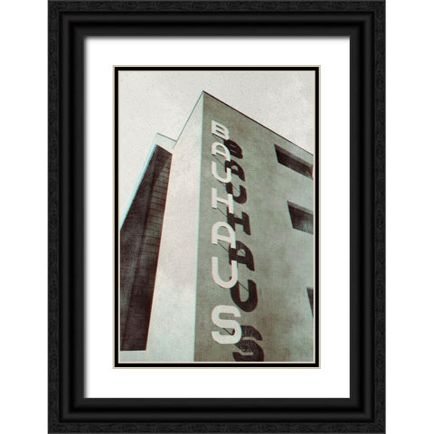 Bauhaus Dessau architecture in vintage magazine style I Black Ornate Wood Framed Art Print with Double Matting by Laiz Blursbyai, Rosana