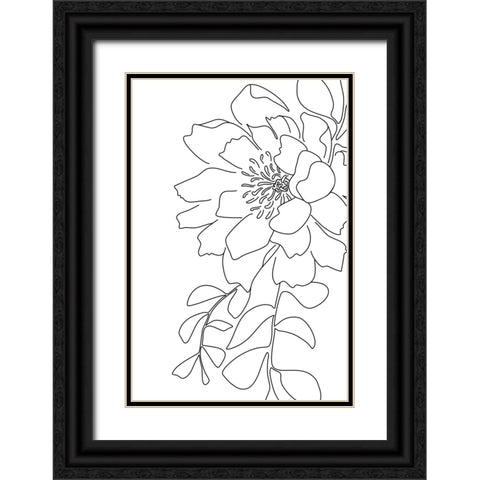 Loli peony line art Black Ornate Wood Framed Art Print with Double Matting by Laiz Blursbyai, Rosana