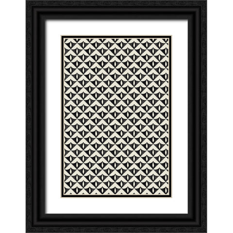 Black Triangle Pattern Black Ornate Wood Framed Art Print with Double Matting by Treechild
