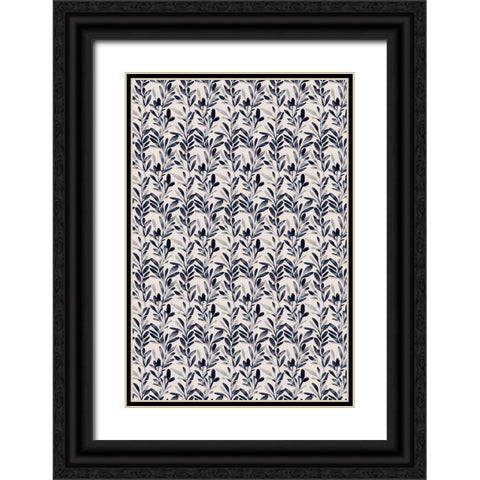 Water Color Pattern Black Ornate Wood Framed Art Print with Double Matting by Treechild
