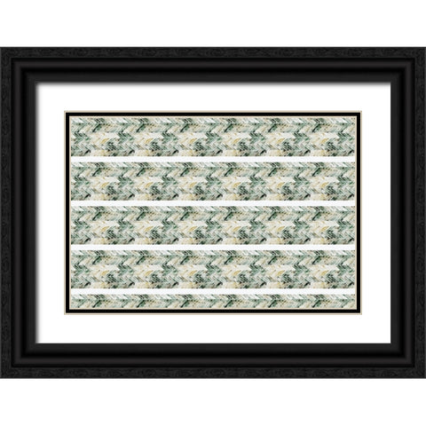 Green Beige Pattern Black Ornate Wood Framed Art Print with Double Matting by Treechild
