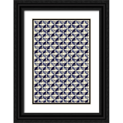 Round Watercolor Pattern Black Ornate Wood Framed Art Print with Double Matting by Treechild