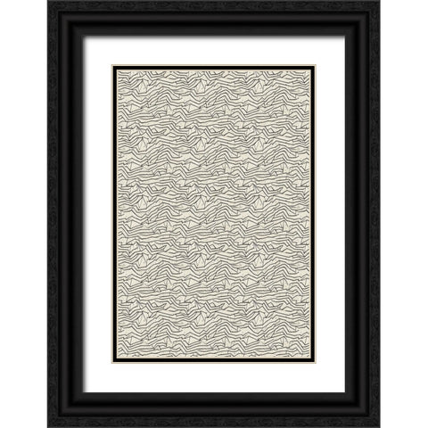 Abstract Lines Pattern Black Ornate Wood Framed Art Print with Double Matting by Treechild