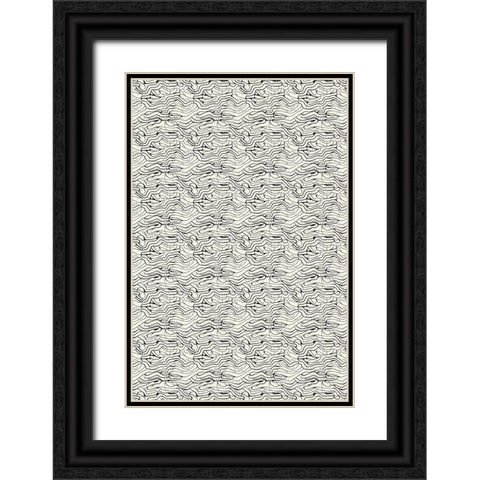 Special Line Pattern Black Ornate Wood Framed Art Print with Double Matting by Treechild