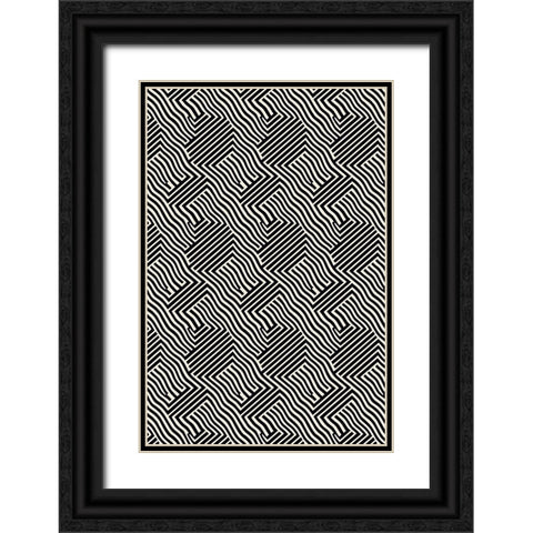 Black And White Pattern Black Ornate Wood Framed Art Print with Double Matting by Treechild