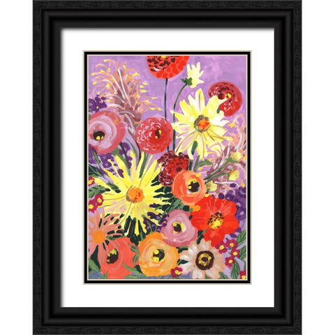 Sunny asters and anemones Black Ornate Wood Framed Art Print with Double Matting by Zwara, Ania