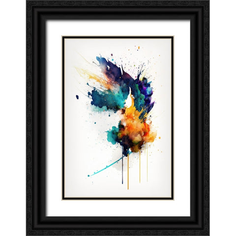 Flight of Colors Black Ornate Wood Framed Art Print with Double Matting by Mauro