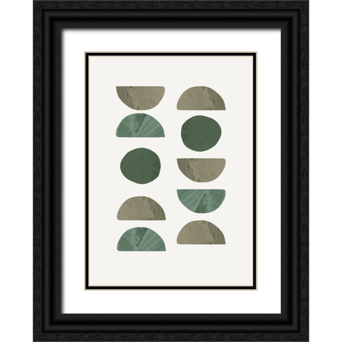 Collage Green Black Ornate Wood Framed Art Print with Double Matting by Pictufy Studio