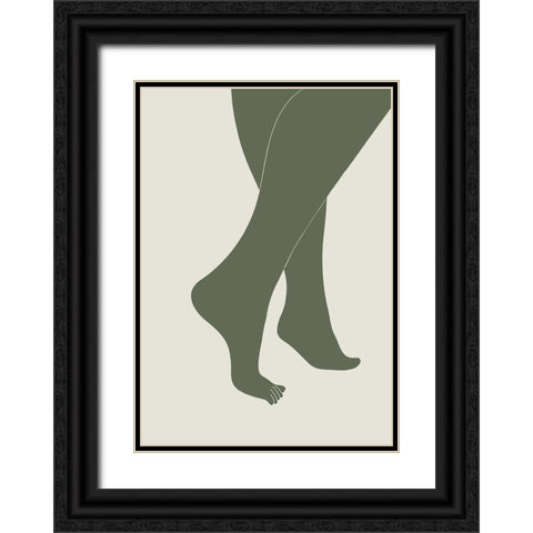 Tip Toe Green Black Ornate Wood Framed Art Print with Double Matting by Pictufy Studio II