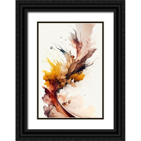 Autumnal Abstract Black Ornate Wood Framed Art Print with Double Matting by Mauro