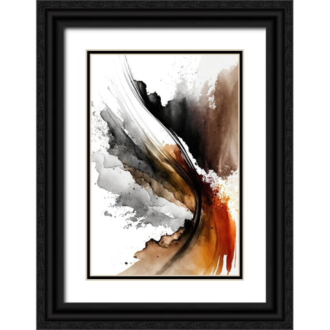 Earthy Abstraction Black Ornate Wood Framed Art Print with Double Matting by Mauro