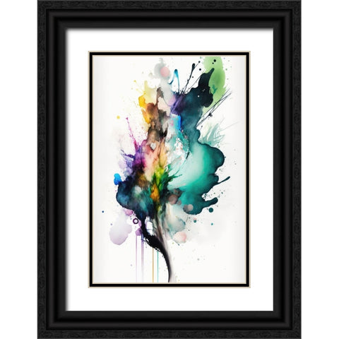 Fluid Abstraction Black Ornate Wood Framed Art Print with Double Matting by Mauro