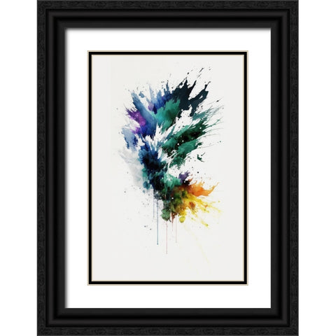Colorful Splash Black Ornate Wood Framed Art Print with Double Matting by Mauro