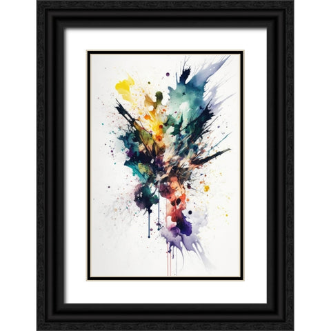 Color Explosion Black Ornate Wood Framed Art Print with Double Matting by Mauro