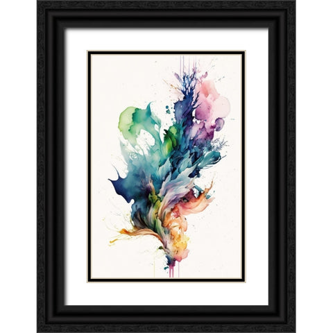 Leafy Whirlwind Black Ornate Wood Framed Art Print with Double Matting by Mauro