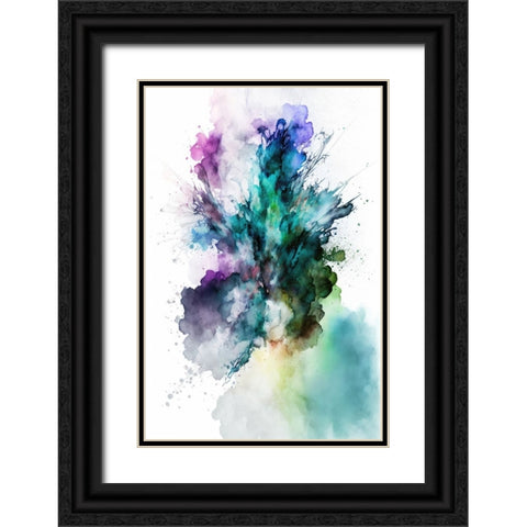 Green Smoke Splash Black Ornate Wood Framed Art Print with Double Matting by Mauro