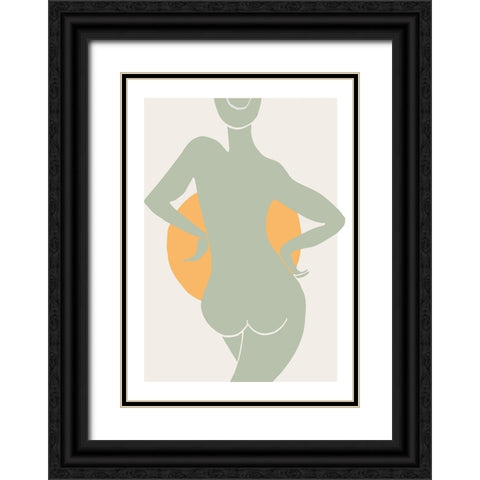 Green Woman Black Ornate Wood Framed Art Print with Double Matting by Pictufy Studio II