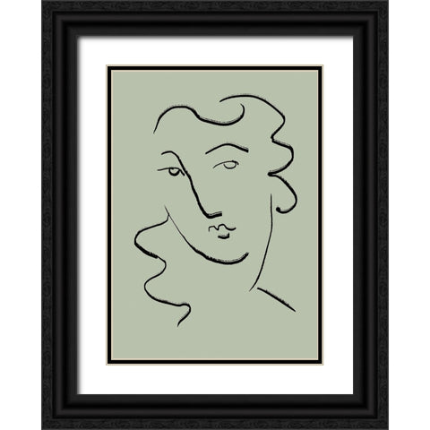 Looking Green Black Ornate Wood Framed Art Print with Double Matting by Pictufy Studio II