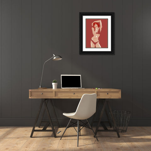 Young Girl In Underwear Black Ornate Wood Framed Art Print with Double Matting by Gulina, Francesco
