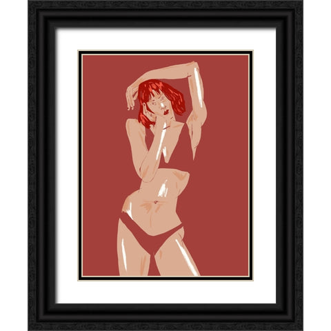 Young Girl In Underwear Black Ornate Wood Framed Art Print with Double Matting by Gulina, Francesco