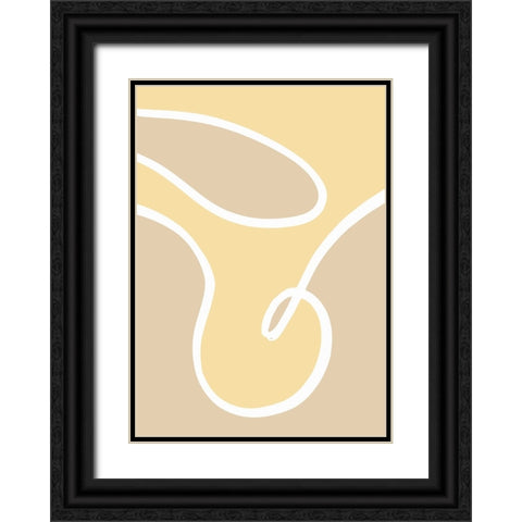 Shape 14 Yellow Black Ornate Wood Framed Art Print with Double Matting by Pictufy Studio