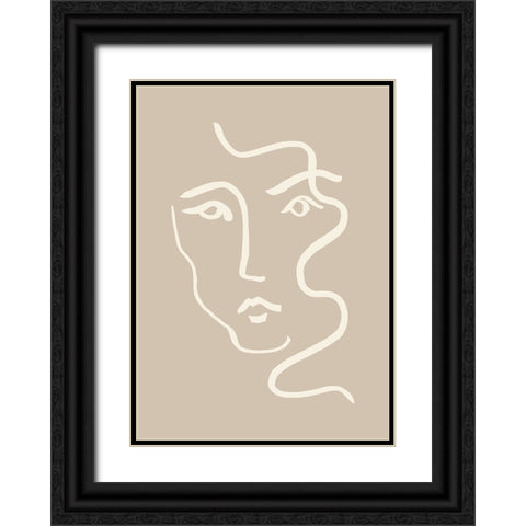Portrait 04 Gray Black Ornate Wood Framed Art Print with Double Matting by Pictufy Studio