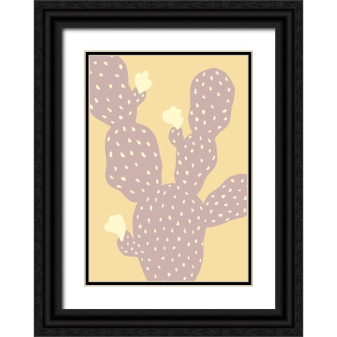 Cactus Yellow Black Ornate Wood Framed Art Print with Double Matting by Pictufy Studio