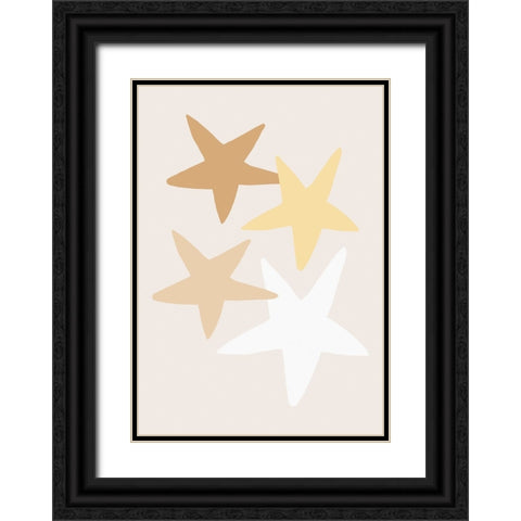 Stars Yellow Black Ornate Wood Framed Art Print with Double Matting by Pictufy Studio