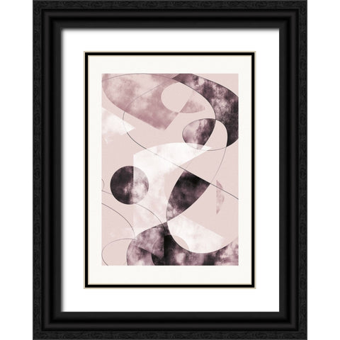Shapes Shatters Red Black Ornate Wood Framed Art Print with Double Matting by Pictufy Studio II