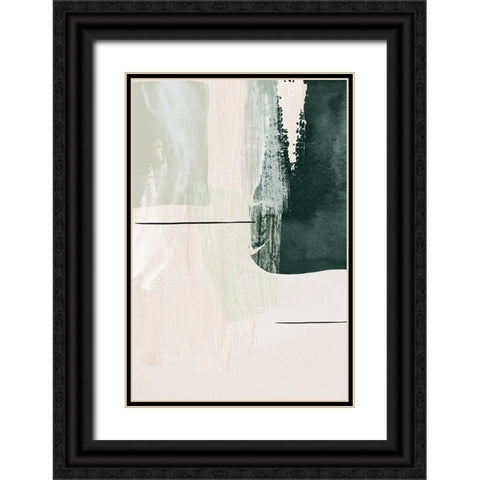 Abstract Shapes in Green-2 Black Ornate Wood Framed Art Print with Double Matting by Moss, Sally Ann