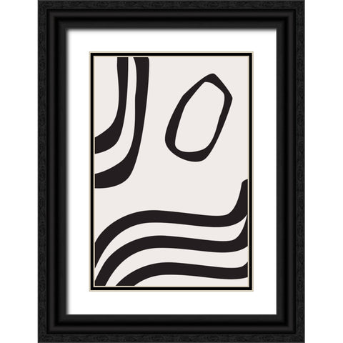 Black Curves Black Ornate Wood Framed Art Print with Double Matting by Moss, Sally Ann