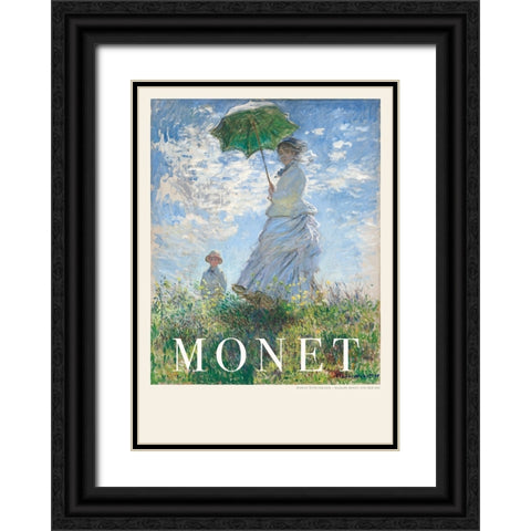 Woman With Parasol Black Ornate Wood Framed Art Print with Double Matting by Pictufy