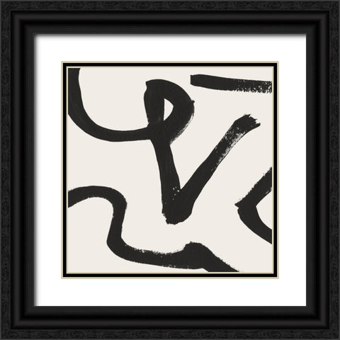 Curvy Lines Black Ornate Wood Framed Art Print with Double Matting by Hobday, Dan