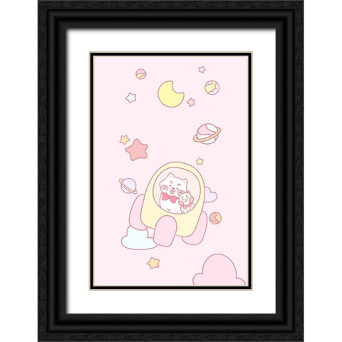 Dog and Hamster in space Black Ornate Wood Framed Art Print with Double Matting by Thai, Xuan