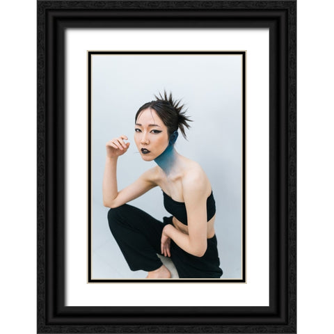 Asami Black Ornate Wood Framed Art Print with Double Matting by h112o1
