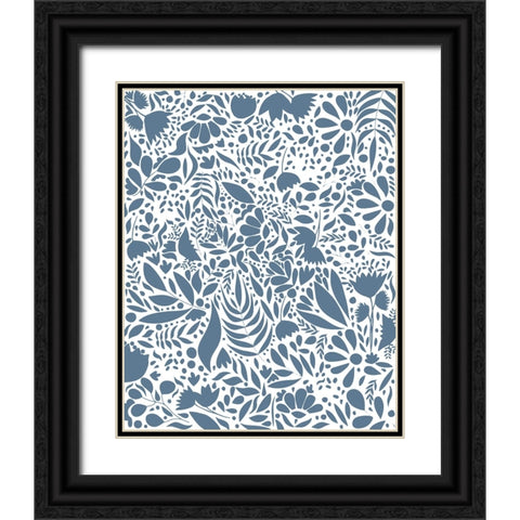 Scandi blue white pattern 2 Black Ornate Wood Framed Art Print with Double Matting by Manovski, Sarah