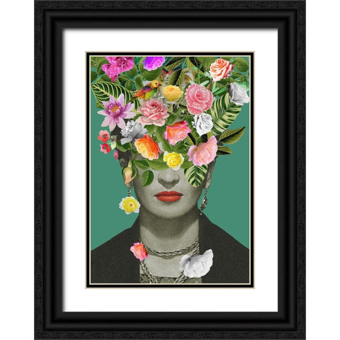 Floral Frida Black Ornate Wood Framed Art Print with Double Matting by Floral Studio, Frida
