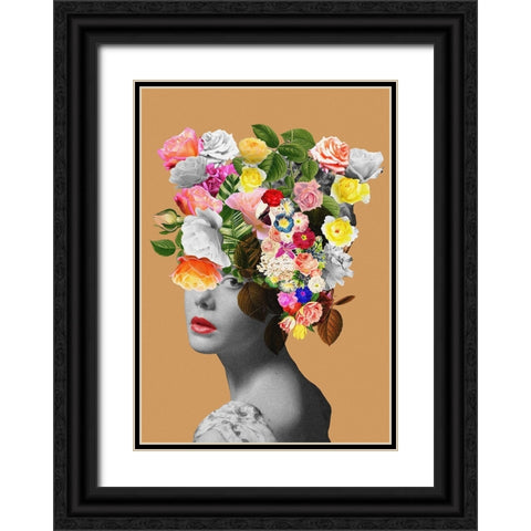Floral portrait Black Ornate Wood Framed Art Print with Double Matting by Floral Studio, Frida