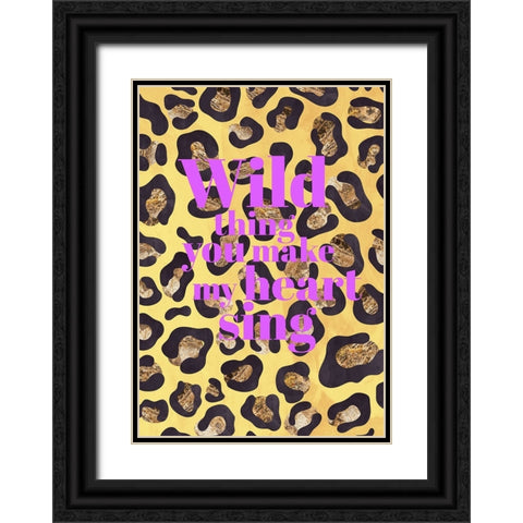Wild thing typography animal print Black Ornate Wood Framed Art Print with Double Matting by Manovski, Sarah