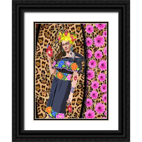 love Frida Black Ornate Wood Framed Art Print with Double Matting by Rakos, Lynnda