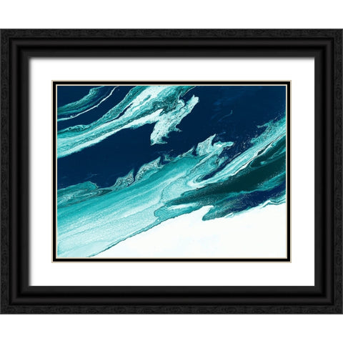 Green and Blue Wave Black Ornate Wood Framed Art Print with Double Matting by Storms, Alyson